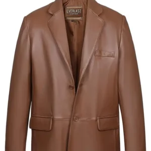 Classic men's leather blazer with tailored design