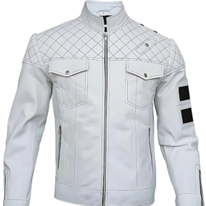 Men's White Leather Biker Jacket | Edgy & Stylish Outerwear | Premium Quality Leather