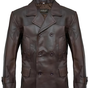 Men's Leather Pea Coat - Vintage & Stylish Outerwear | Premium Leather Jacket for Cold Weather