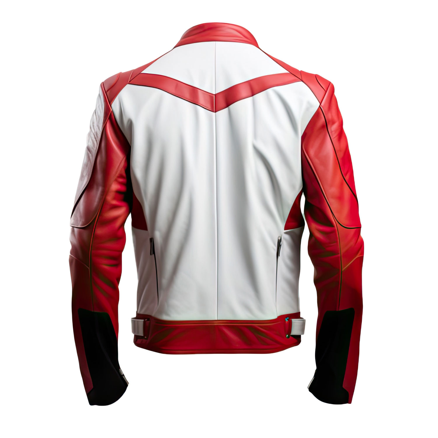 Mens White and Red Moto Leather Jacket – Stylish Biker Jacket for Men Everlast Leather 2