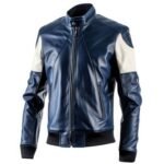 blue and white leather