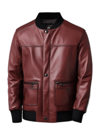 Lavnis men’s slim fit leather baseball jacket front view