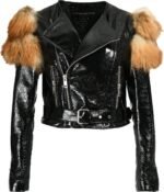 black shearling faux fluffy sleeves