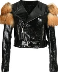 black shearling faux fluffy sleeves