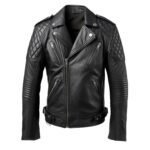 black moto leather jacket