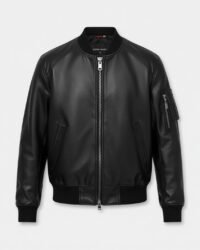 front view bomber leather jacket for men