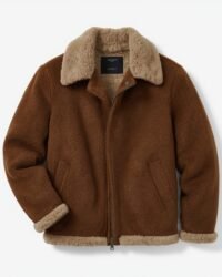 front view brown fur & shearling jacket men