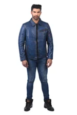 Men’s Blue Leather Jacket