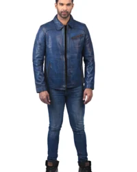 Men’s Blue Leather Jacket