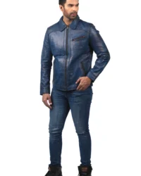 Men’s Blue Leather Jacket