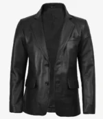 Men’s Black Leather Blazer