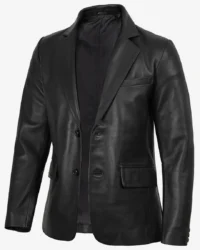 Men’s Black Leather Blazer