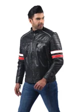 Men’s Black Leather Cafe Racer Jacket