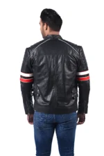 Men’s Black Leather Cafe Racer Jacket