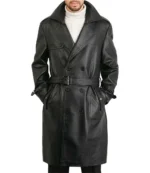 Men’s Black Leather Trench Coat