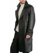 Men’s Black Leather Trench Coat