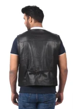 Men’s Black Leather Utility Vest