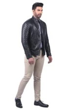 Men’s Black Quilted Leather Biker Jacket