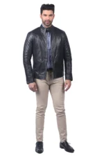 Men’s Black Quilted Leather Biker Jacket