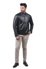 Men’s Black Quilted Leather Biker Jacket