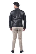Men’s Black Quilted Leather Biker Jacket