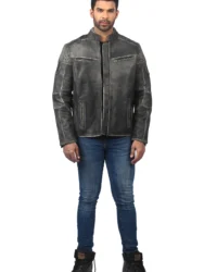 Men’s Black Washed Leather Jacket