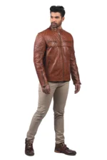 Men’s Brown Quilted Leather Jacket