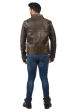 Men’s Distressed Brown Leather Biker Jacket