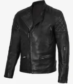 Men’s Quilted Black Leather Biker Jacket