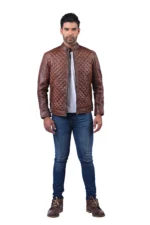 Men’s Quilted Brown Leather Jacket