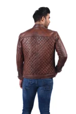 Men’s Quilted Brown Leather Jacket