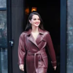 Selena Gomez Inspired Burgundy Leather Trench Coat