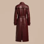 Selena Gomez Inspired Burgundy Leather Trench Coat