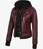 Women’s Burgundy Leather Jacket