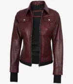 Women’s Burgundy Leather Jacket