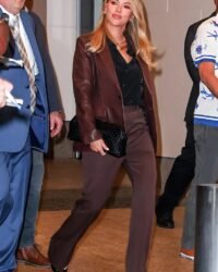 Scarlett Johansson Inspired Brown Leather Blazer
