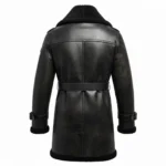 black real leather shearling coat