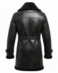 black real leather shearling coat